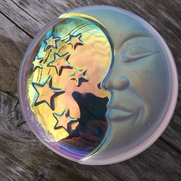 art glass paper weight Man in the moon with stars iridescent qualities - Picture 7 of 14
